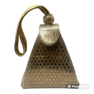 triangle pyramid gold rhinestone bag NWOT